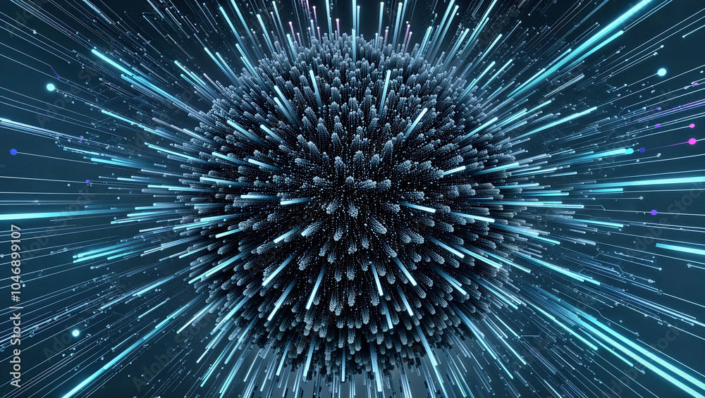 Obraz premium 点と線が創り出すデジタル接続の抽象的なサイエンス表現。生成AI