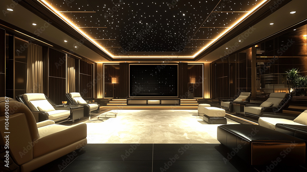 a modern home theater with a high-resolution LED a modern home theater with a high-resolution LED