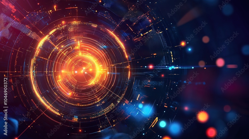 Obraz premium Abstract Glowing Circular Pattern with Blurred Lights