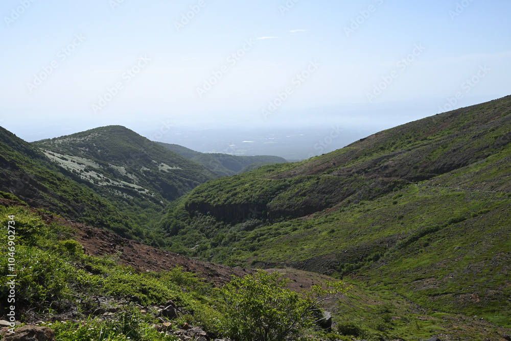 Climbing mountain ridge, Nasu, Tochigi, Japan Climbing mountain ridge, Nasu, Tochigi, Japan