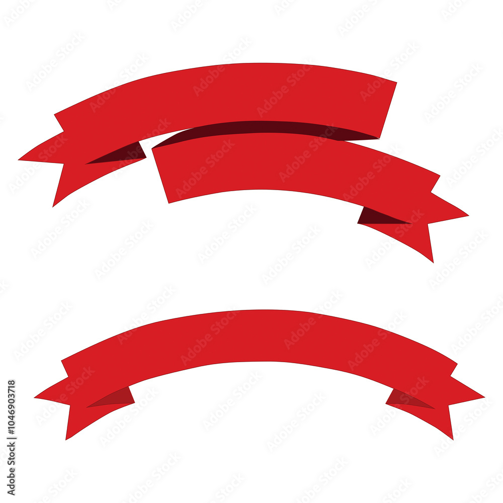 Red ribbons on a white background Red ribbons on a white background
