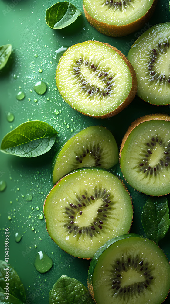 Fototapeta premium Image of fruits on a green background,The design should use bold typography to highlight the theme of free speech or healthy eating against a white space.