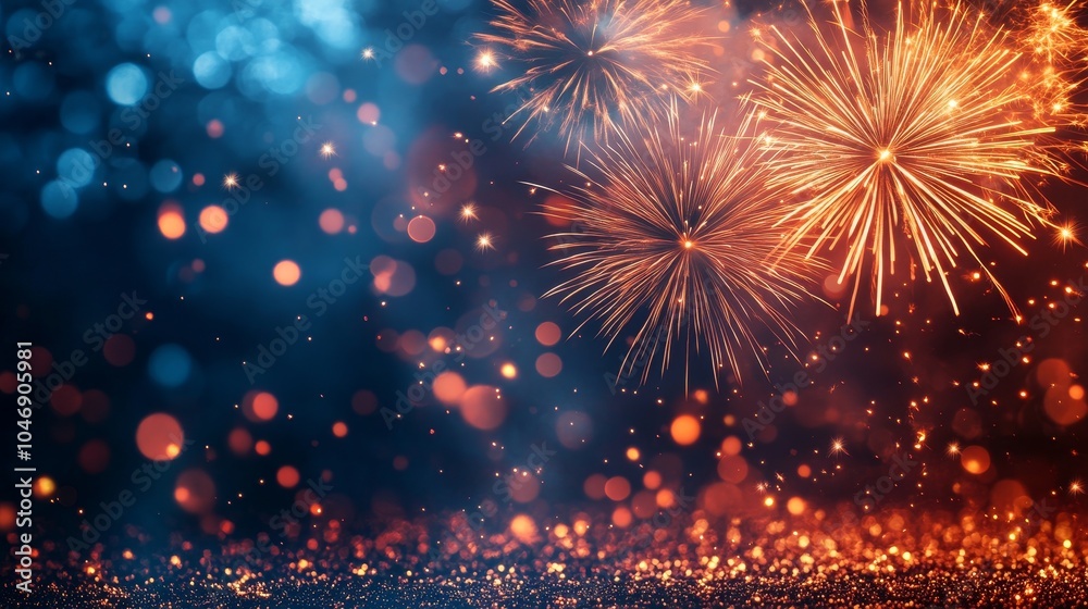 Fototapeta premium A dazzling firework exploding in a sky full of fading sparks, capturing the attention of the entire crowd below
