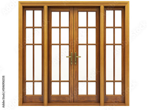 a double door with glass panes