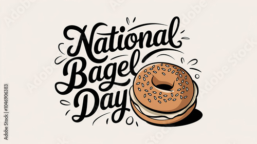 National Bagel Day lettering, party greeting card, calligraphy poster, generative AI