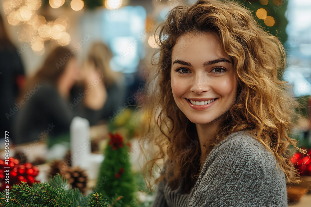 Obraz premium Business woman celebrating christmas new year day created with ai generative