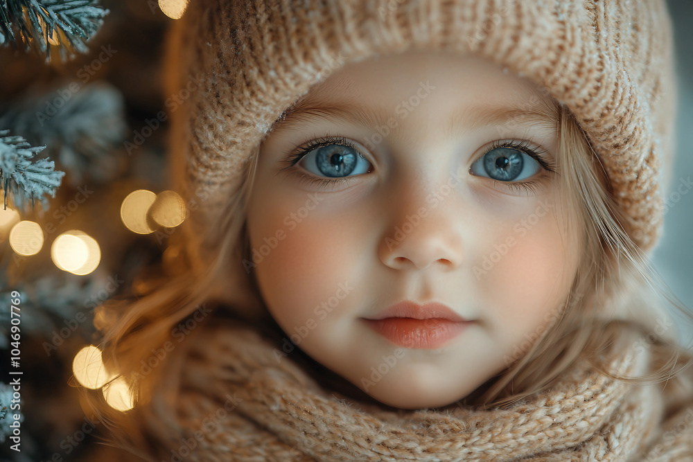 Generative AI cute picture of small child awaiting xmas new year gifts miracle atmosphere Generative AI cute picture of small child awaiting xmas new year gifts miracle atmosphere