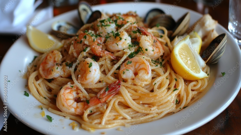 Delicious Seafood Linguine with Shrimp and Clams Delicious Seafood Linguine with Shrimp and Clams