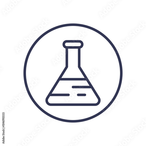 Line art of a laboratory flask symbolizing chemical analysis in brine composition assessment.