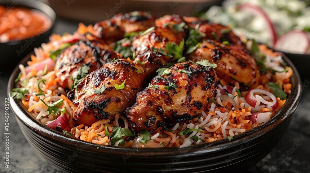 Grilled Chicken on Spiced Rice with Fresh Herbs Grilled Chicken on Spiced Rice with Fresh Herbs