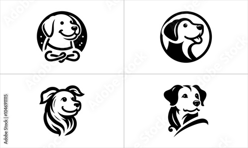 Set of Dog Head Logo Design Icon Symbol Vector Illustration.