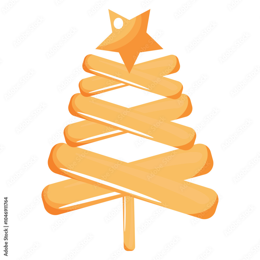© Ольга Бабич - stylized christmas tree with french fries and star on top, for various holiday posters or designs