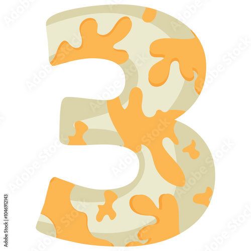 number 3 design for new year with animal design namely white python with yellow spots, vector