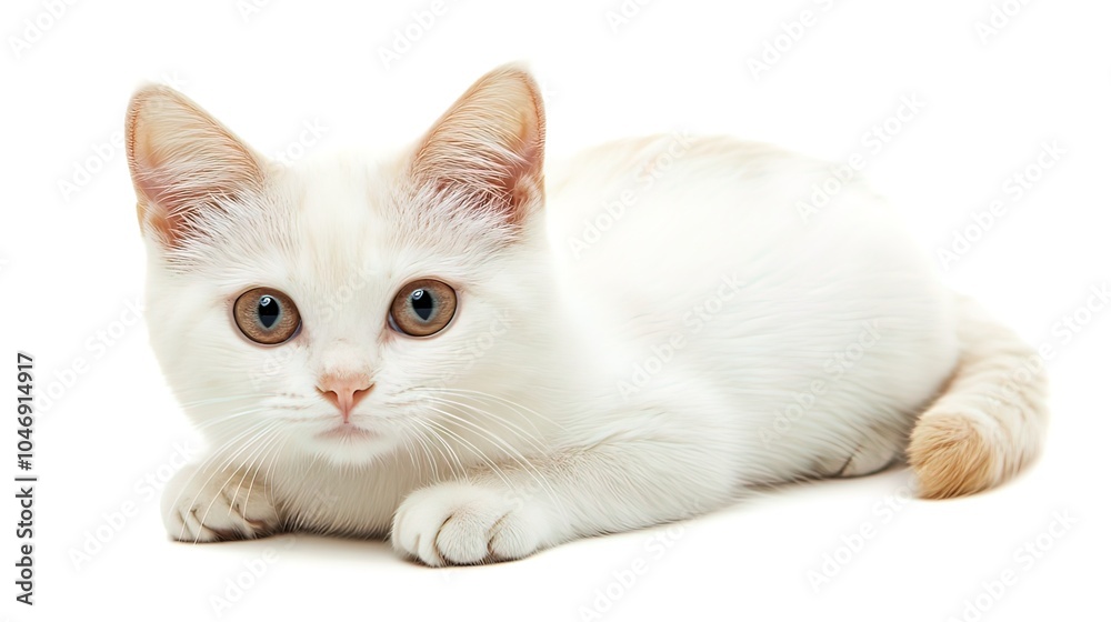 A Curious White Kitten Looking at the Camera A Curious White Kitten Looking at the Camera