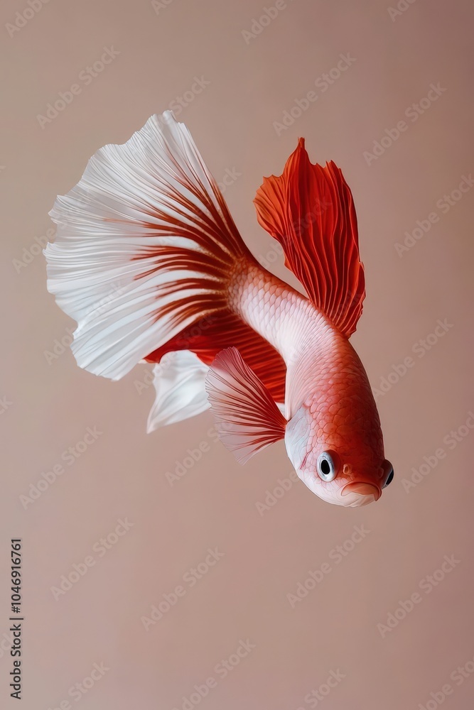 Betta fish in a minimalistic style on a light beige background Betta fish in a minimalistic style on a light beige background