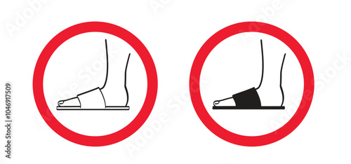 No open toed shoes. Forbidden no open footwear or do not wear flip flops, slippers, sandals, shoes, barefoot on on street. Stop halt allowed prohibited, safety walking or standing. 