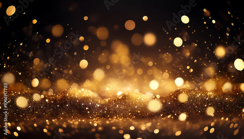 Abstract festive textures with golden bokeh particles on a dark background have a beautiful_1(131)