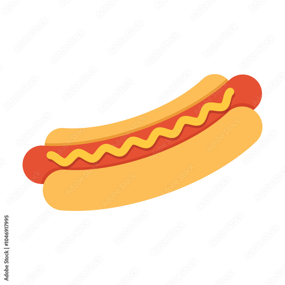 Hotdog icon in flat style. Hot dog fastfood vector illustration on isolated background. Bun with sausage sign business concept. Hotdog icon in flat style. Hot dog fastfood vector illustration on isolated background. Bun with sausage sign business concept.