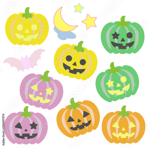 ハロウィンのカボチャのイラストセット