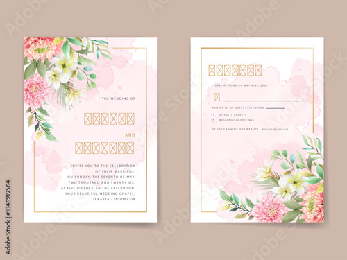 hand painted chrysanthemum wedding invitation card template