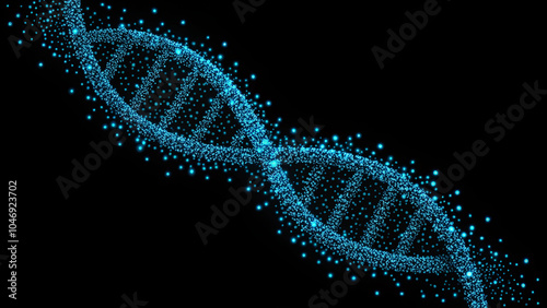A blue DNA strand with a lot of dots