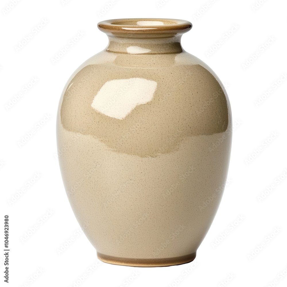 Elegant ceramic vase with a smooth beige surface and simple design. on transparent background. Elegant ceramic vase with a smooth beige surface and simple design. on transparent background.