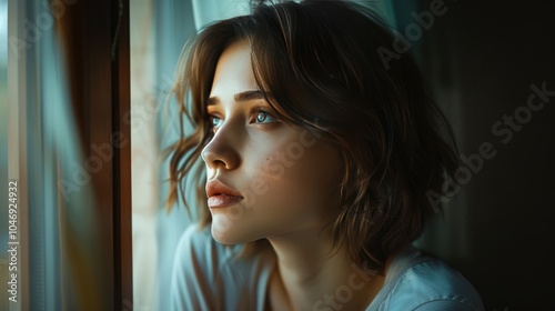 Portrait of a Young Woman Gazing Out a Window