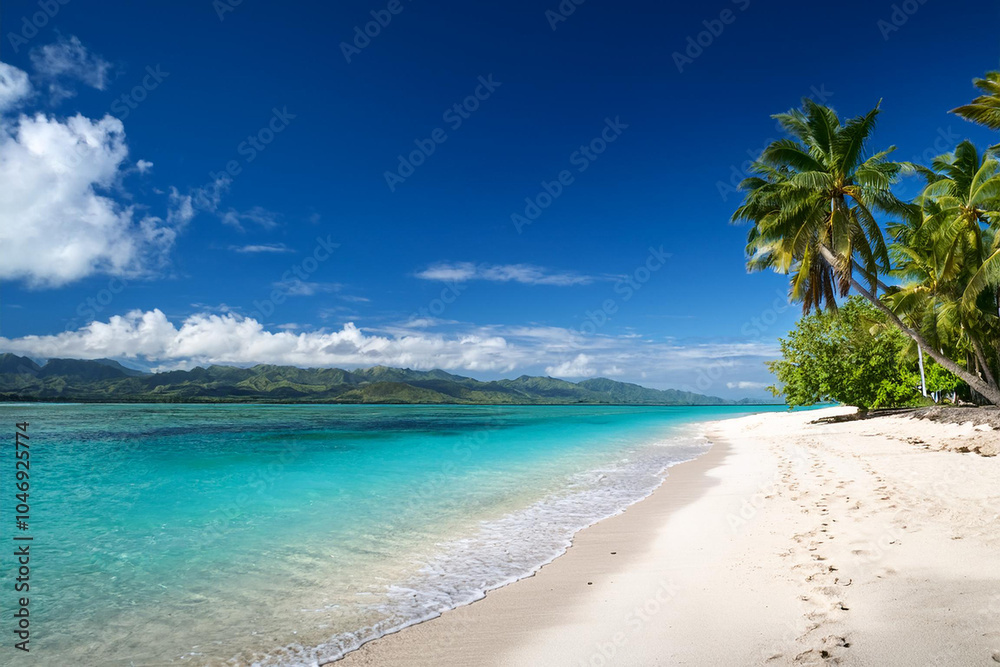 Tropical landscape of summer scenery, sunny sea sand sky with palm trees. Tropical landscape of summer scenery, sunny sea sand sky with palm trees.