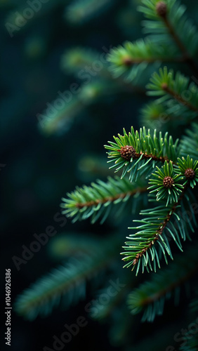 Enchanting Fir Branch Close-Up: Festive Wallpaper for Holiday Marketing, Greetings, and Seasonal Promotions