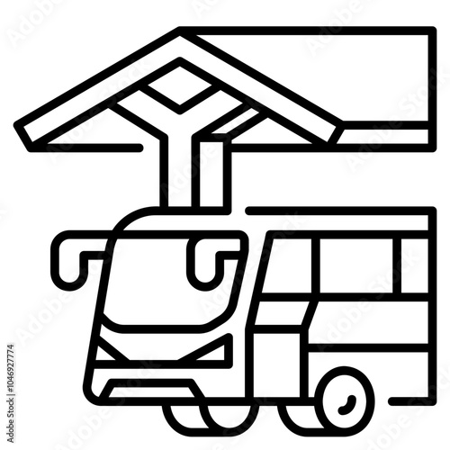 Bus Station Icon Line,Places icon pack,minimalist vector illustration ,simple transparent graphic element .Isolated on white background