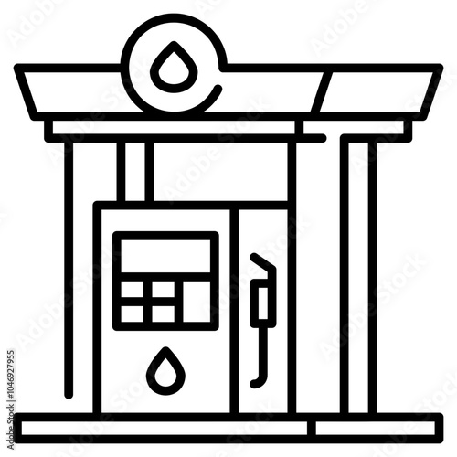 Gas Station Icon Line,Places icon pack,minimalist vector illustration ,simple transparent graphic element .Isolated on white background