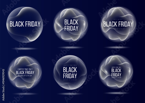 Black Friday. Realistic neon glowing round frame. Holiday banner with discount. Light neon round frame. Neon line light curve effect. Glowing blue circle. Super sales