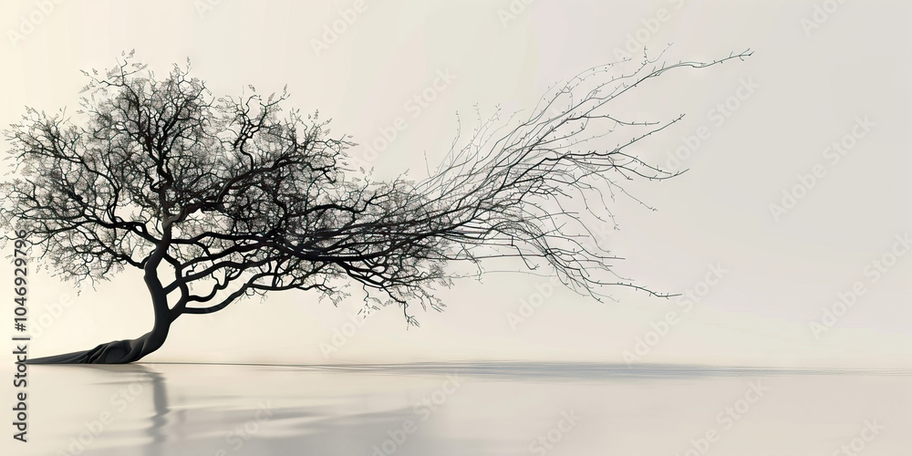 Obraz premium A sleek, modern family tree chart, its branches flowing smoothly to represent the unity of generations.