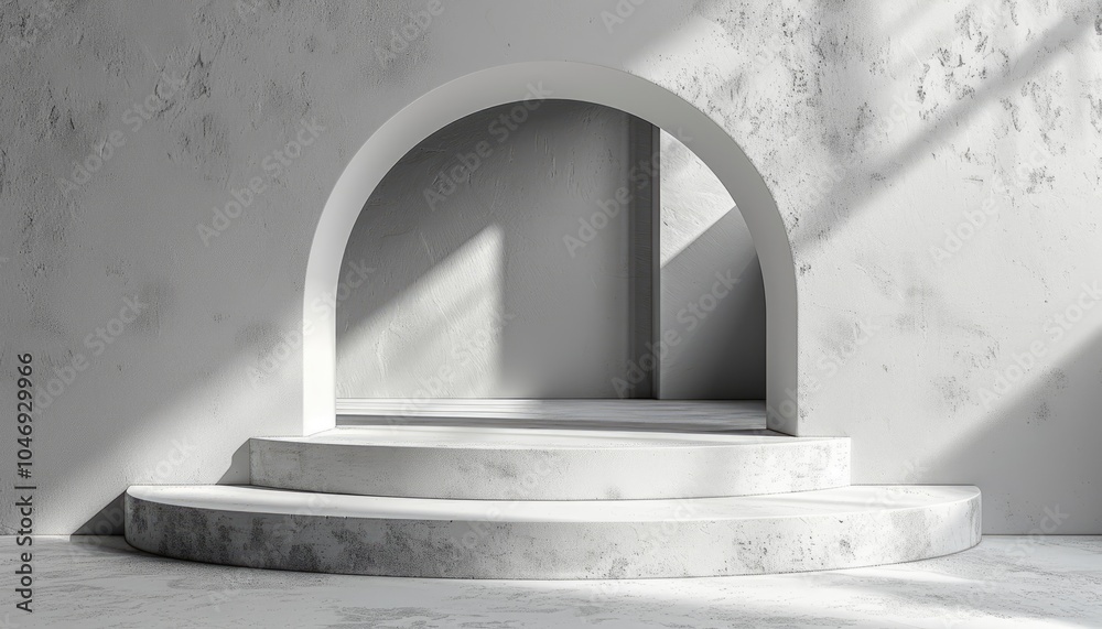 White Concrete Archway with Steps White Concrete Archway with Steps