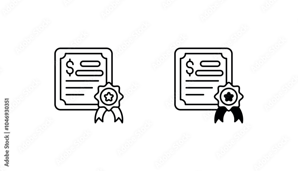 Bond Certificate icon design with white background stock illustration Bond Certificate icon design with white background stock illustration