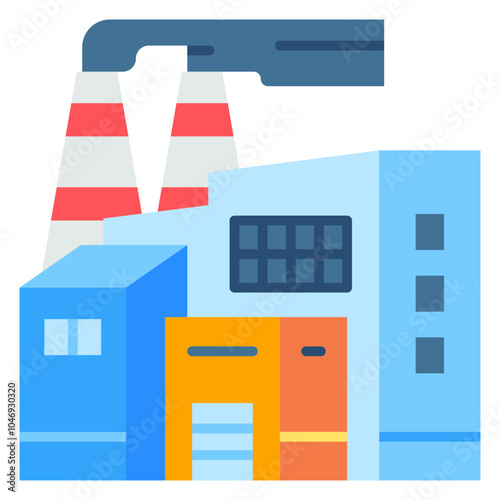 Factory Icon Flat,Places icon pack,minimalist vector illustration ,simple transparent graphic element .Isolated on white background