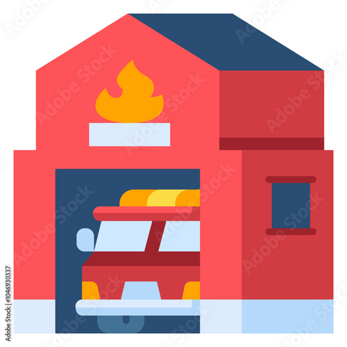 Firehouse Icon Flat,Places icon pack,minimalist vector illustration ,simple transparent graphic element .Isolated on white background