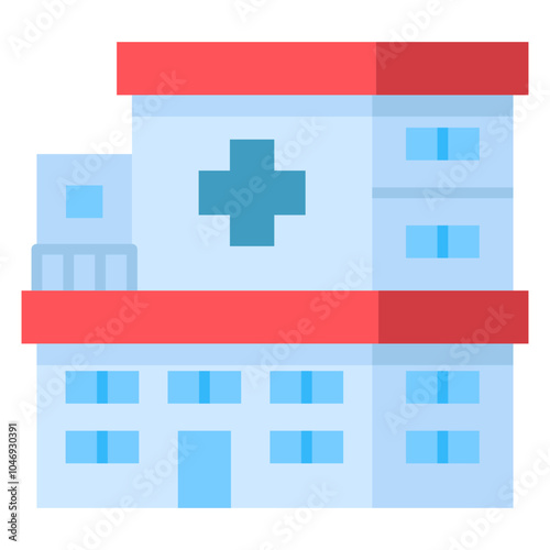 Hospital Icon Flat,Places icon pack,minimalist vector illustration ,simple transparent graphic element .Isolated on white background