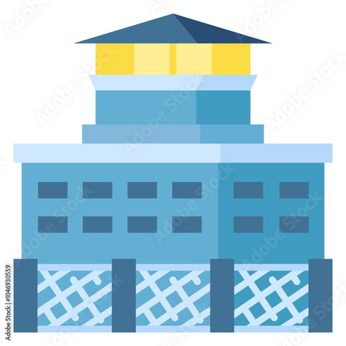 Prison Icon Flat,Places icon pack,minimalist vector illustration ,simple transparent graphic element .Isolated on white background