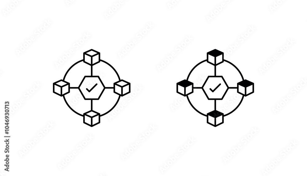 Obraz premium Blockchain icon design with white background stock illustration