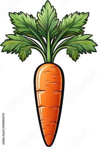 Simple, comic, minimalist illustration, carrot sticker isolated on clipping mask