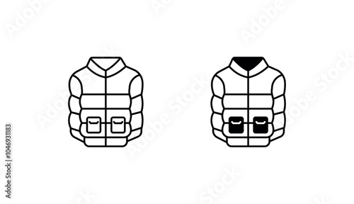 Puffer Jacket icon design with white background stock illustration