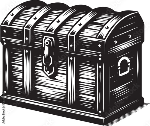 Ancient Treasure Chest silhouette vector illustration isolated on a white background