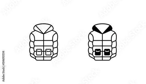 Quilted Jacket icon design with white background stock illustration