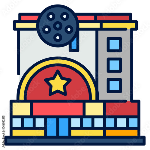 Cinema Icon Filled Line,Places icon pack,minimalist vector illustration ,simple transparent graphic element .Isolated on white background