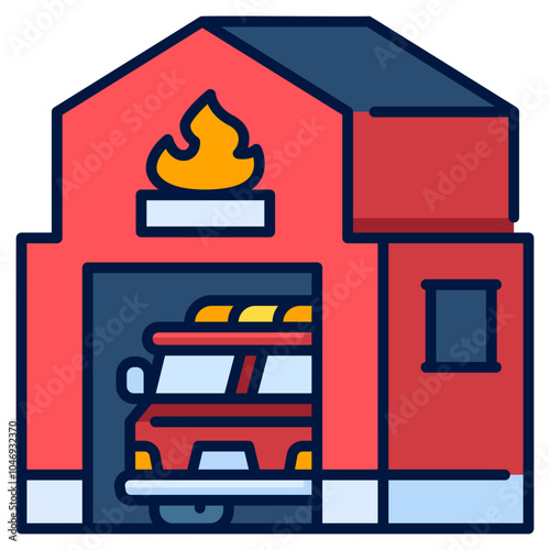 Firehouse Icon Filled Line,Places icon pack,minimalist vector illustration ,simple transparent graphic element .Isolated on white background
