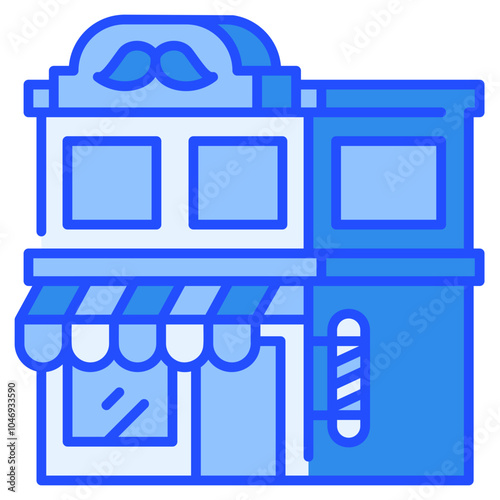Barber Shop Icon Blue,Places icon pack,minimalist vector illustration ,simple transparent graphic element .Isolated on white background