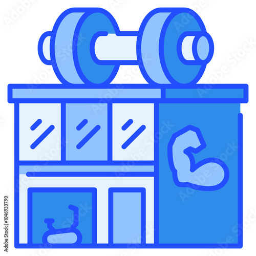 GYM Icon Blue,Places icon pack,minimalist vector illustration ,simple transparent graphic element .Isolated on white background