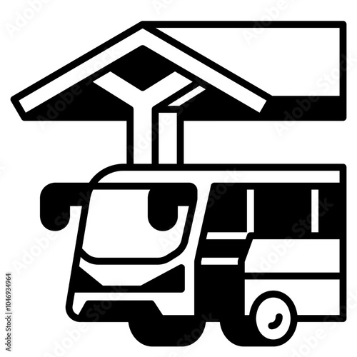 Bus Station Icon Black Fill,Places icon pack,minimalist vector illustration ,simple transparent graphic element .Isolated on white background