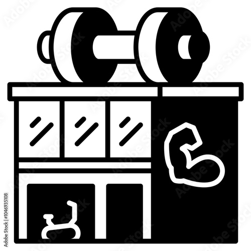 GYM Icon Black Fill,Places icon pack,minimalist vector illustration ,simple transparent graphic element .Isolated on white background